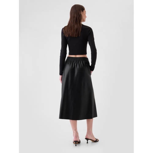 갭 Vegan Leather Midi Skirt