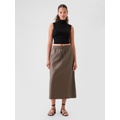 Vegan Leather Midi Skirt