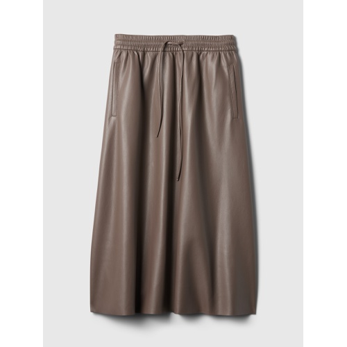 갭 Vegan Leather Midi Skirt