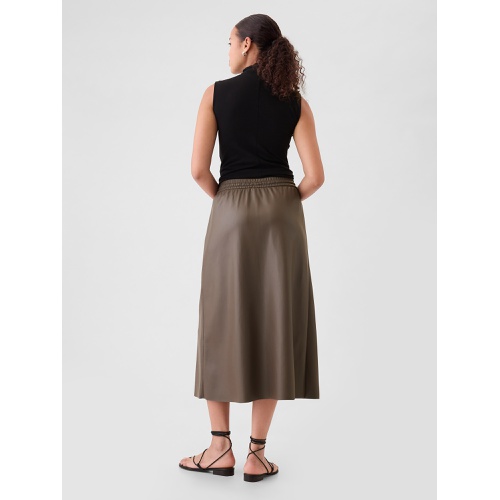 갭 Vegan Leather Midi Skirt