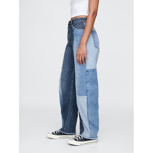 갭 High Rise Patchwork Barrel Jeans