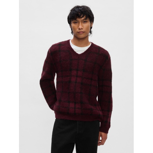 갭 Plaid V-Neck Sweater