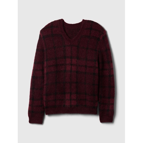 갭 Plaid V-Neck Sweater