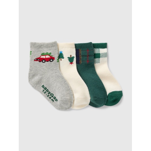 갭 Baby & Toddler Holiday Quarter Crew Socks (4-Pack)