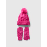 Kids Cable-Knit Beanie and Glove Set