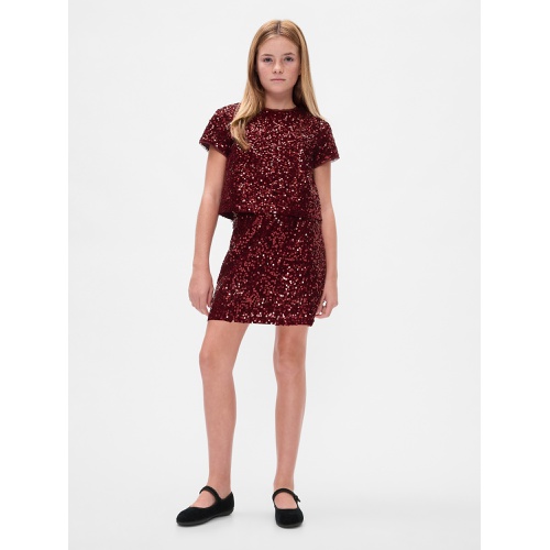 갭 Kids Sequin Velvet Mini Skirt