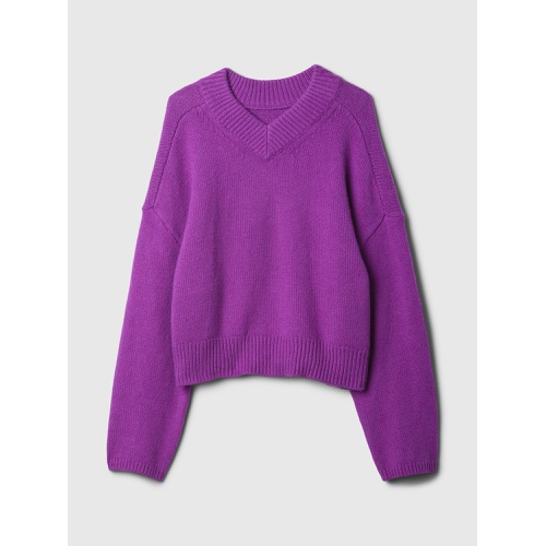 갭 CashSoft Cropped High V-Neck Sweater