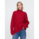 Oversized Split-Hem Mockneck Sweater