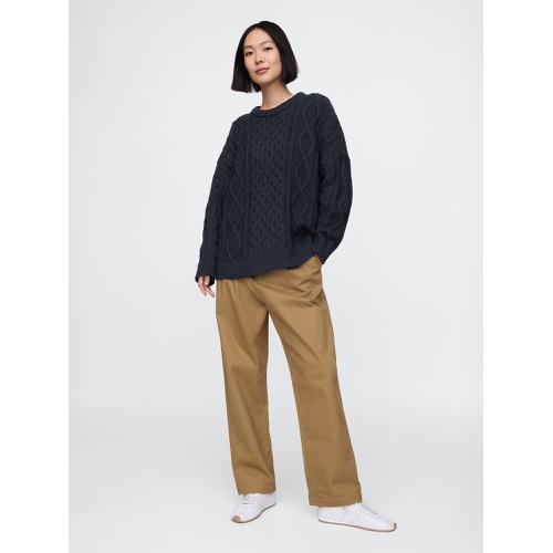 갭 Oversized Mixed Cable-Knit Sweater