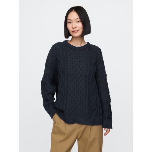 갭 Oversized Mixed Cable-Knit Sweater