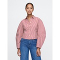 Organic Cotton Poplin Barrel Sleeve Cropped Shirt