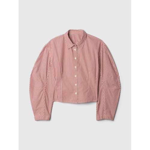 갭 Organic Cotton Poplin Barrel Sleeve Cropped Shirt