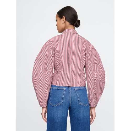 갭 Organic Cotton Poplin Barrel Sleeve Cropped Shirt