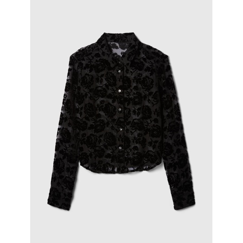 갭 Cropped Velvet Shirt