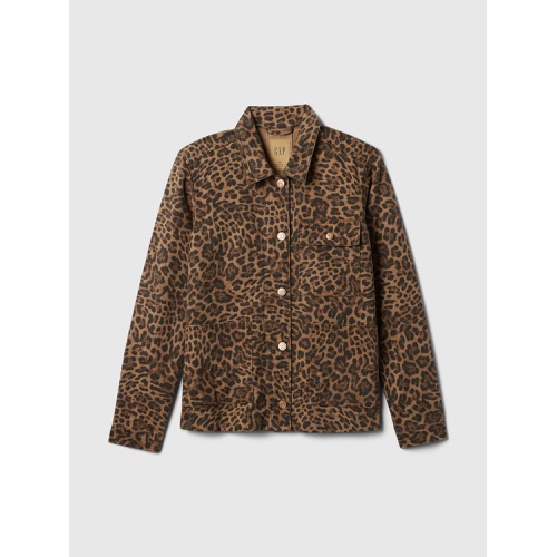 갭 Leopard Denim Chore Jacket