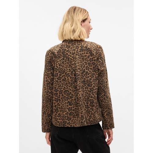 갭 Leopard Denim Chore Jacket