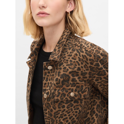 갭 Leopard Denim Chore Jacket