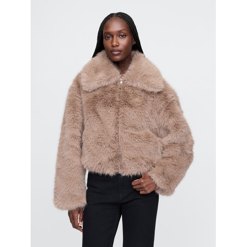 갭 Cropped Faux Fur Jacket