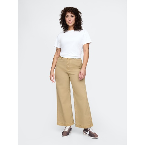 갭 High Rise Stride Wide-Leg Ankle Khakis