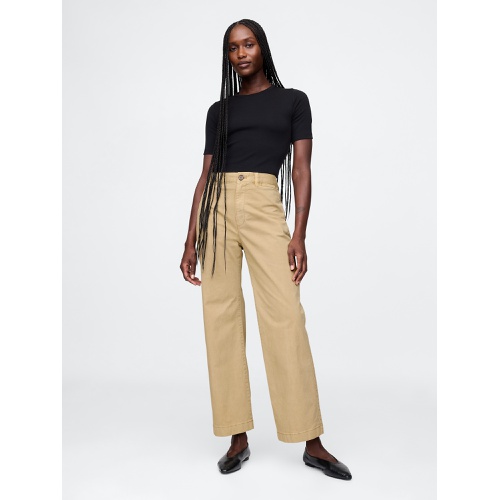 갭 High Rise Stride Wide-Leg Ankle Khakis