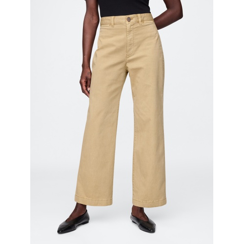 갭 High Rise Stride Wide-Leg Ankle Khakis