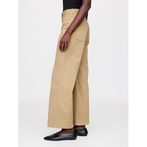 갭 High Rise Stride Wide-Leg Ankle Khakis