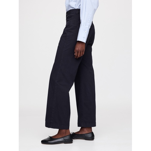 갭 High Rise Stride Wide-Leg Ankle Khakis