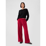 Wide-Leg Seamed Pull-On Pants