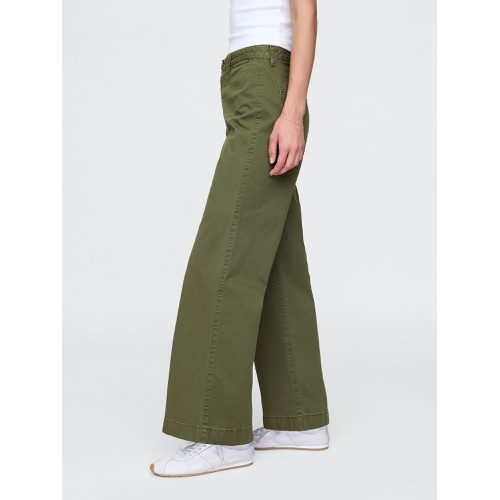 갭 High Rise Stride Wide-Leg Ankle Khakis