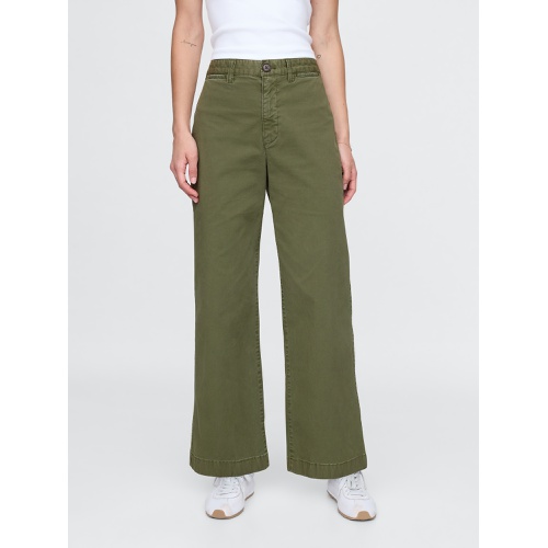 갭 High Rise Stride Wide-Leg Ankle Khakis