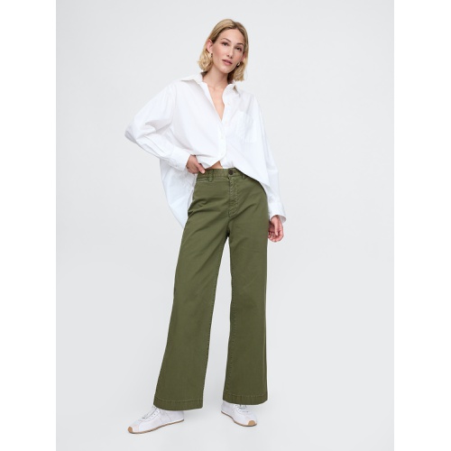 갭 High Rise Stride Wide-Leg Ankle Khakis