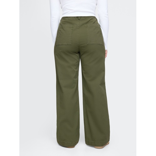 갭 High Rise Stride Wide-Leg Ankle Khakis