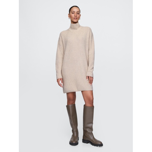 갭 CashSoft Rib Turtleneck Mini Sweater Dress