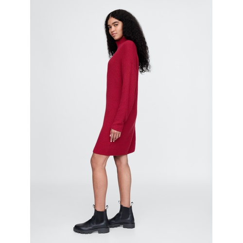 갭 CashSoft Rib Turtleneck Mini Sweater Dress