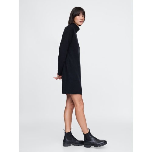 갭 CashSoft Rib Turtleneck Mini Sweater Dress