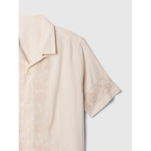 갭 Textured Linen-Cotton Resort Shirt