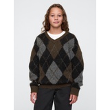 Kids Brushed Argyle V-Neck Sweater