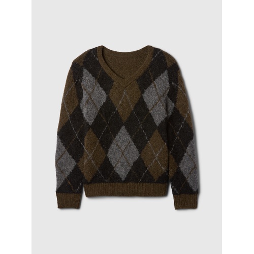 갭 Kids Brushed Argyle V-Neck Sweater