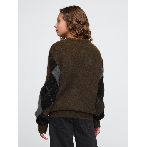 갭 Kids Brushed Argyle V-Neck Sweater