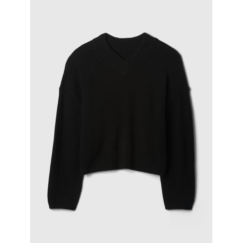 갭 CashSoft Cropped High V-Neck Sweater