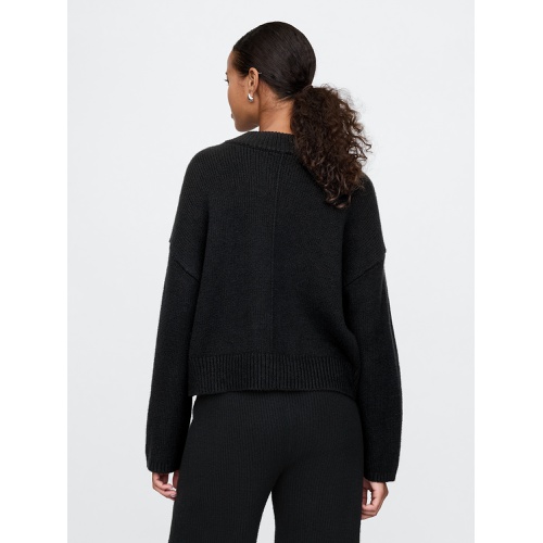 갭 CashSoft Cropped High V-Neck Sweater