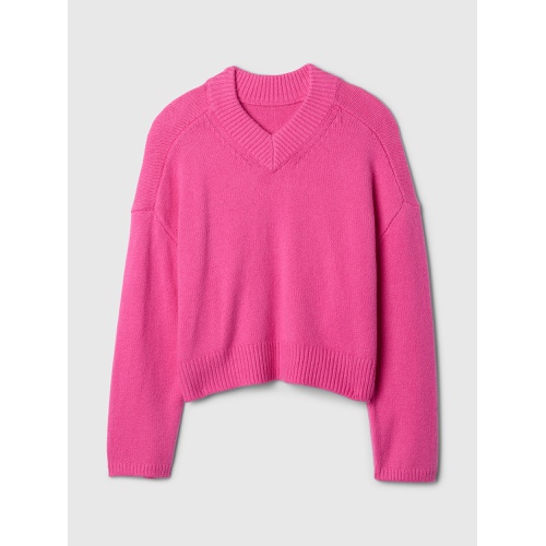 갭 CashSoft Cropped High V-Neck Sweater