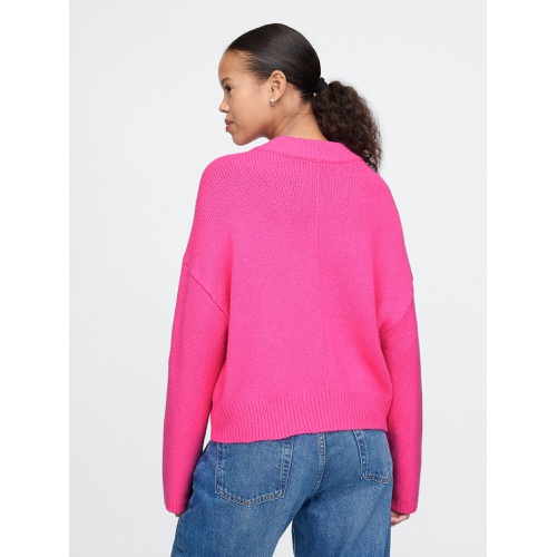 갭 CashSoft Cropped High V-Neck Sweater