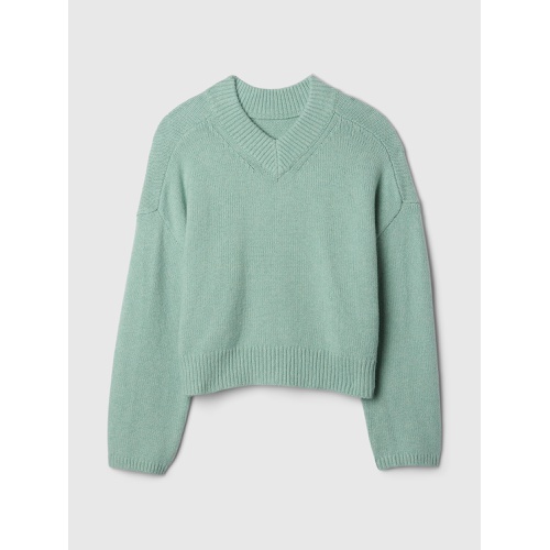 갭 CashSoft Cropped High V-Neck Sweater