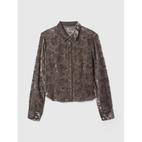 갭 Cropped Velvet Shirt