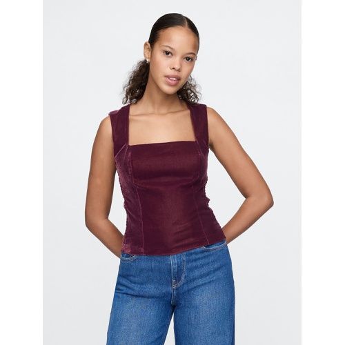 갭 Recycled Velvet Square-Neck Cropped Top