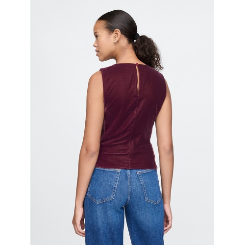 갭 Recycled Velvet Square-Neck Cropped Top