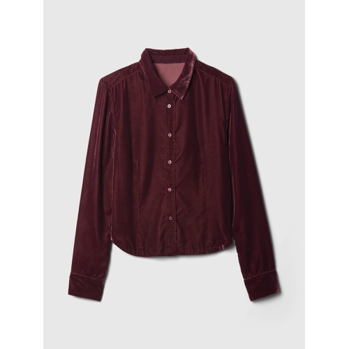 갭 Cropped Velvet Shirt