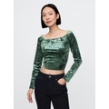 Cropped Velvet Off-Shoulder Top