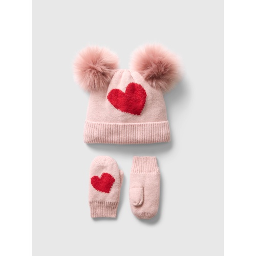 갭 babyGap CashSoft Heart Beanie Set